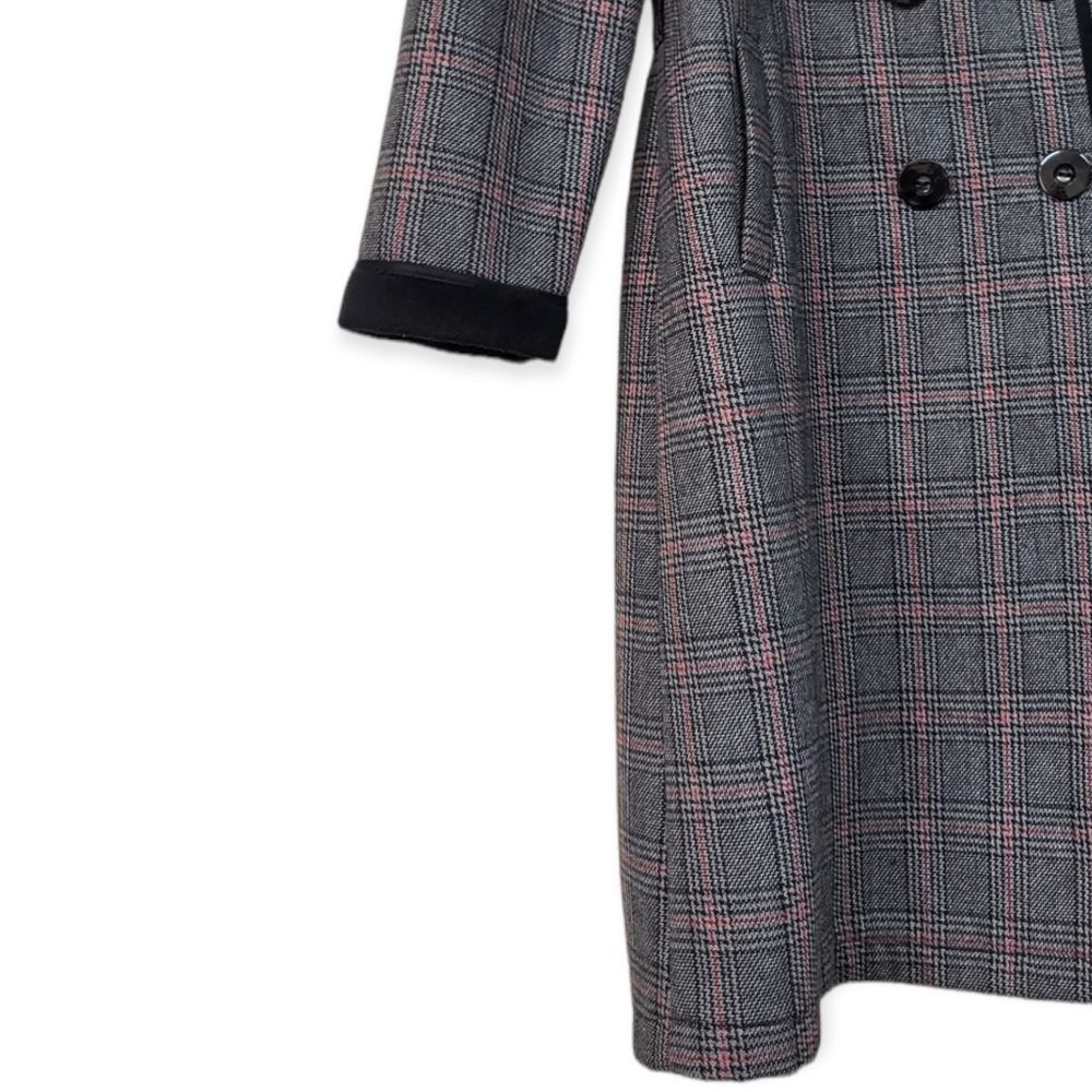 ZARA Plaid Grey/Black/Red Trench Coat‎ w Velvet Lining XXL (45/46) - Picture 4 of 10
